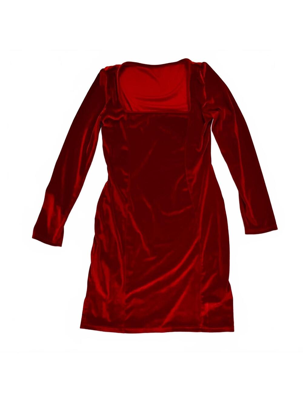 Red Velvet Long Sleeve Bodycon Dress Size Large